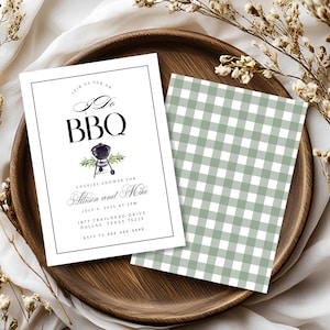 Bearbeitbar I Do BBQ Paare Dusche Einladung Vorlage, Hinterhof Hochzeit BBQ Party einladen, rustikaler Sommer Grill einladen, digitaler Download, grün