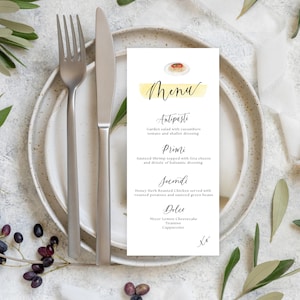 Italian Wedding Menu Template | Digital Italian Wedding Menu Template, La Dolce Vita, Mediterranean Blue Tiles, That&#39;s Amore, Printable Menu