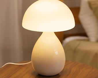 Vintage Mushroom Table Lamp | Dimmable LED, Ceramic Base
