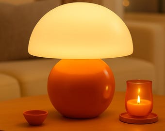Dimmable Mushroom Lamp: Ceramic Base Bedside Table Light