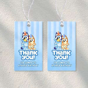 Bluey Birthday Favour Tag Editable Bluey Birthday Party Favour Tag Blue Dog Party Tag Boy Bluey Birthday
