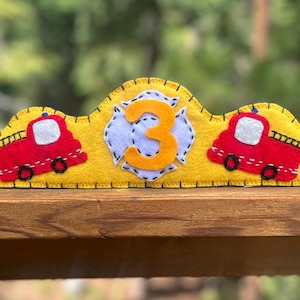 Felt Birthday Crown--Fire Engines