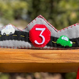Felt Birthday Crown--Cars and Stop sign