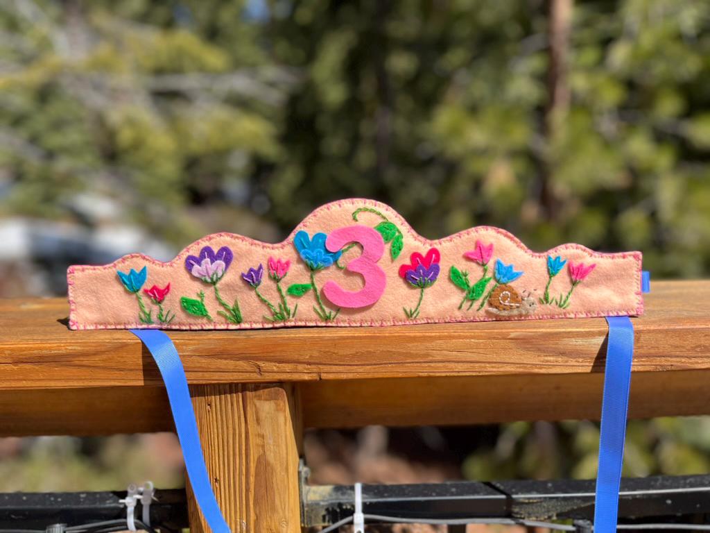 Felt Birthday Crown--Spring Garden