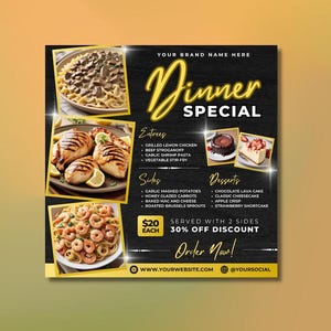 Dinner Specials Flyer, DIY Flyer Template Design, Dinner Sale Flyer, Abendmenü Angebote Flyer, Restaurant Flyer, Vorgefertigte Gastronomie Werbung