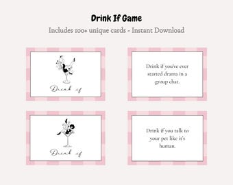 Drink If Cards, Fun Drinking Game, Bachelorette Party Activity Idea (Instant Download)