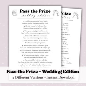 Wedding Pass the Prize Game: Bridal Shower Activity - Engagement Party Idea (Printable Instant Download)