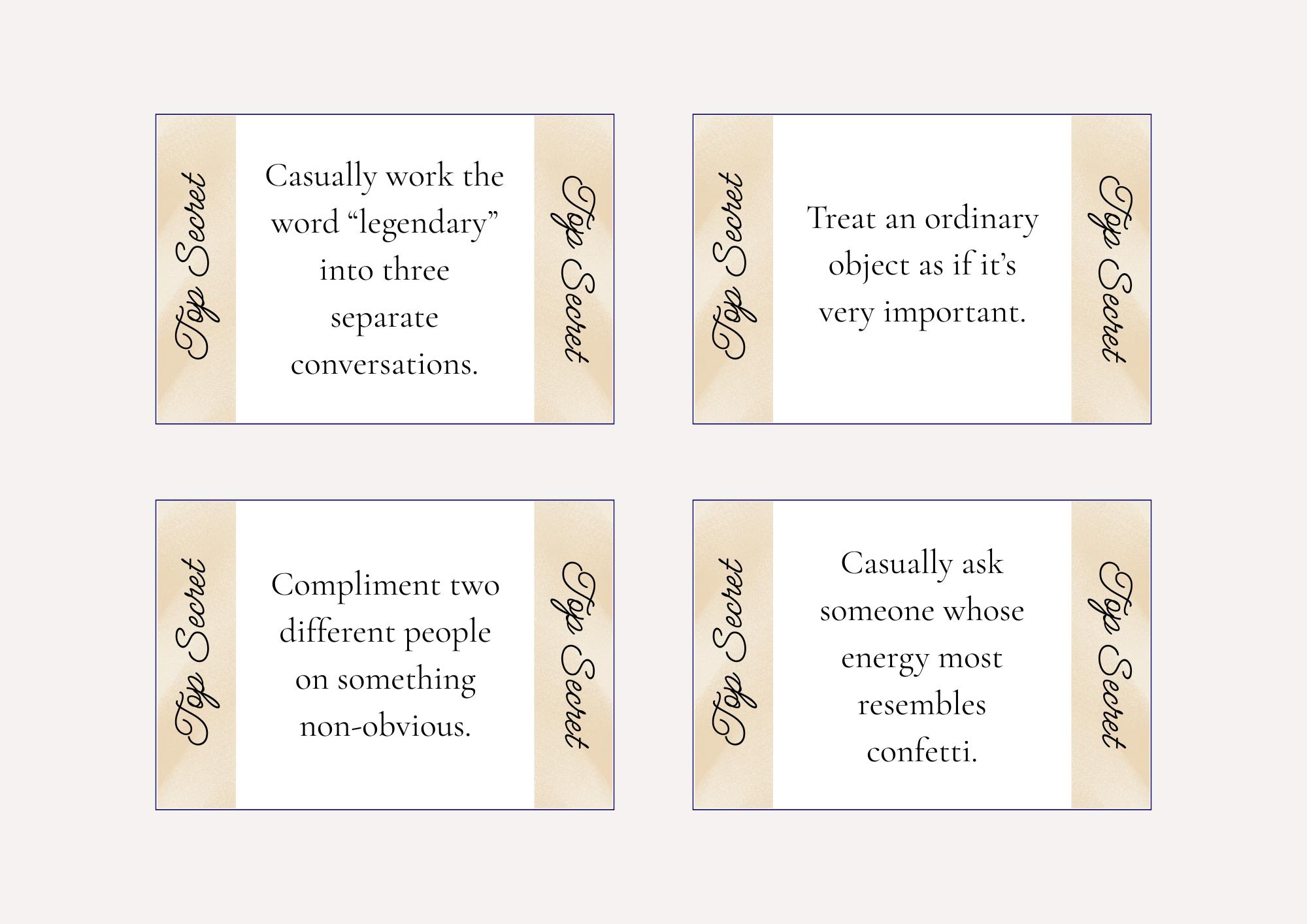 Secret Mission Cards - Secret Challenge Game - Party Activity ...