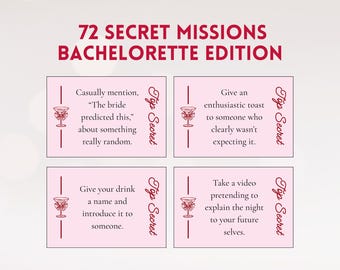 Secret Mission Cards - Secret Challenge Game - Bachelorette Party Activity (Printable Instant Download)