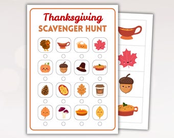 Thanksgiving Scavenger Hunt - Treasure Hunt - Fun Fall Activity (Printable Instant Download)