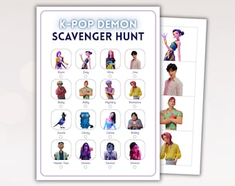 Chasse au trésor Kpop Demon - chasse au trésor - jeu d'anniversaire - activité de fête (téléchargement instantané imprimable)
