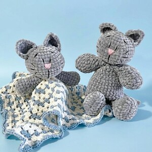 Peluche de apego hecho a mano - Gatito gris | Regalo recién nacido imagen 3