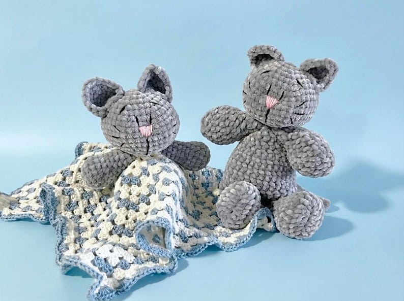 Peluche de apego hecho a mano - Gatito gris | Regalo recién nacido imagen 3