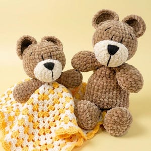 Peluche de apego hecho a mano - Osito marrón y amarillo | Regalo recién nacido imagen 5