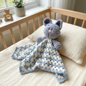 Mantita de apego gatito crochet – Cat lovey, security blanket
