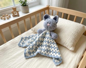 Mantita de apego gatito crochet – Cat lovey, security blanket