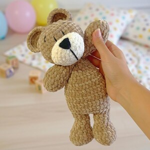 Peluche de apego hecho a mano - Osito marrón y amarillo | Regalo recién nacido imagen 1