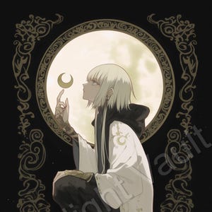 Anime Yaoi BL Tarot Kunst | Bishounen Major Arcana Digitaldruck | Der Mond Karte | Sofort Download