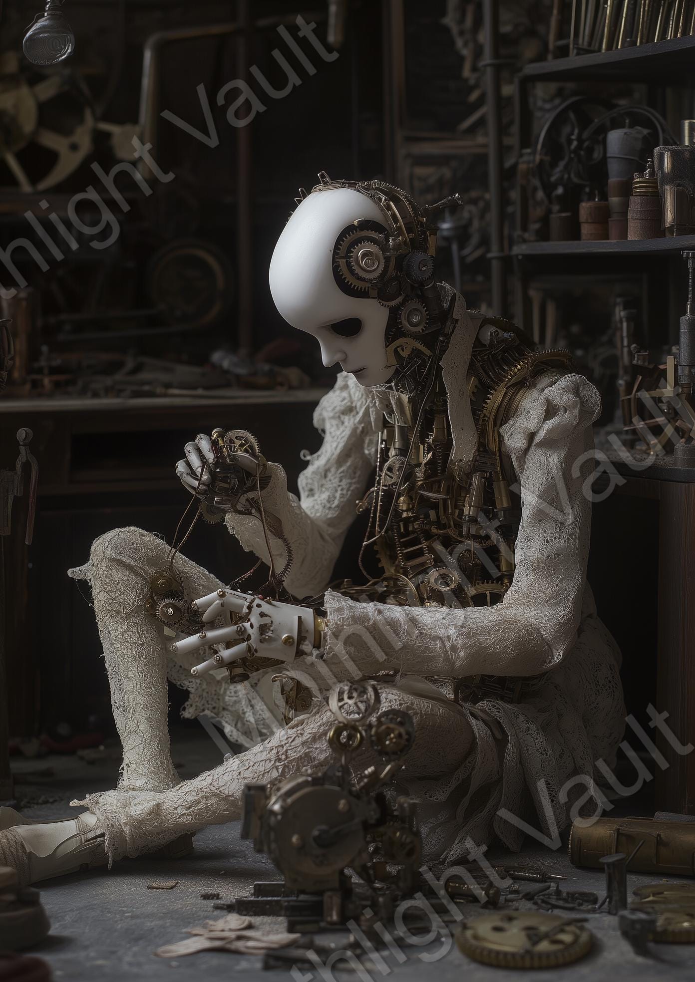 Clockwork Sci-fi Life Cycle Art Set | Surreal Automaton Robot Birth ...