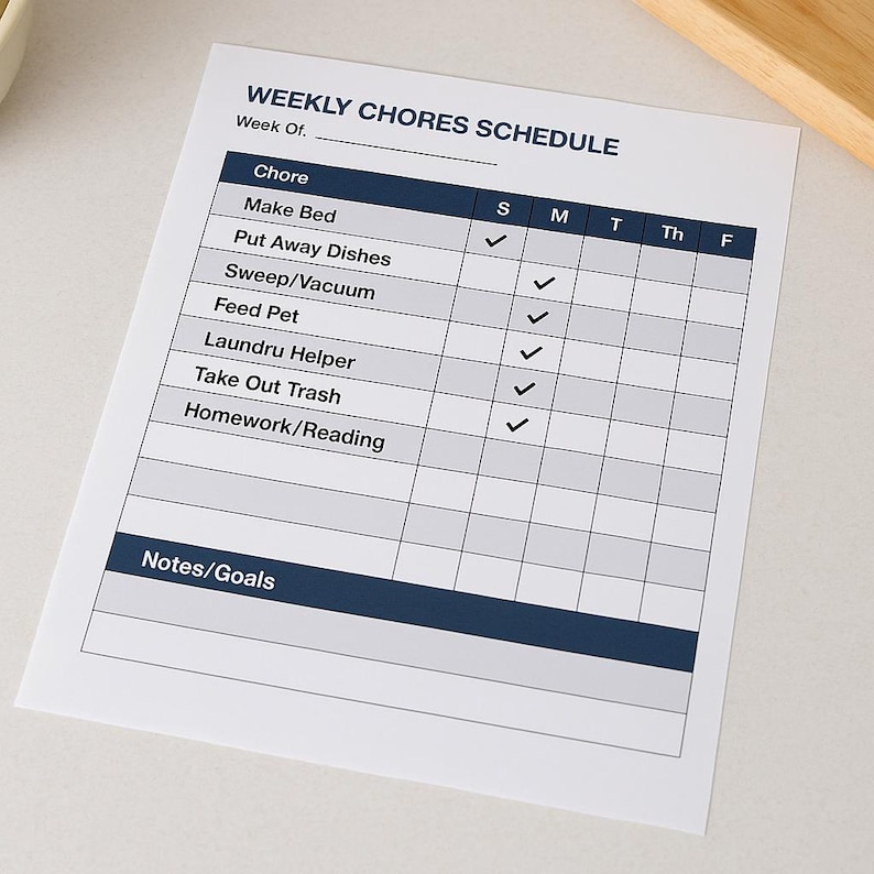 Weekly Chores Schedule Printable Minimalist Chore Chart PDF Family ...