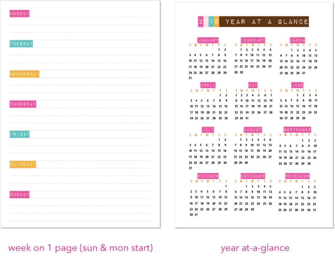 A5 Planner Insert Bundle download Only Etsy