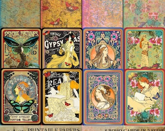 Boho Journal Cards & Papers - Vintage Boho Style - DIGITAL JOURNALING - Printable - Instant Download