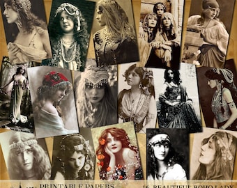 Vintage Bohemian Ladies 2 - Vintage Photographs - DIGITAL JOURNALING - Printable - Instant Download