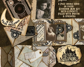 The Vintage Photo Envelope Accordion Mini - DIGITAL JUNK JOURNAL - Instant Download