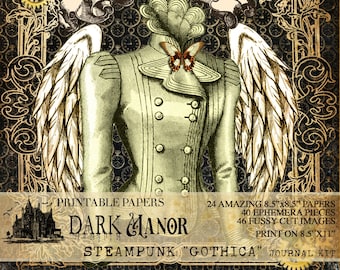 HUGE Steampunk "GOTHICA" Kit - Digital Junk Journal - Instant Download - Dark Manor