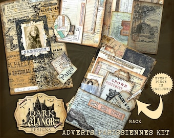 Adverts Parissiennes - DIGITAL JUNK JOURNAL Project - Instant Download