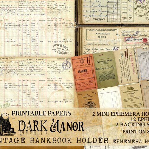 Vintage Bank Book Ephemera Holder DIGITAL JOURNALING Etsy