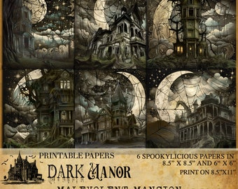 Malevolent Mansion Paper Pack - Halloween Digital Paper Pack