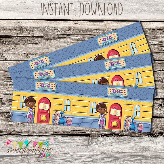 Document McStuffins Encouraged Bottle Labels - Birthday Bash or picture about Doc Mcstuffins Printable Labels called Document McStuffins Influenced Bottle Labels - Birthday Get together or