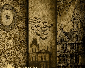 Haunted Hollow Digital Paper Collection - Dark Manor - INSTANT DOWNLOAD