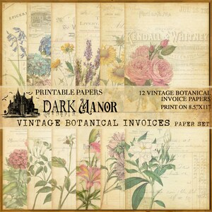 Vintage Botanische Rechnungen - DIGITAL JOURNALING - Druckbar - Sofortiger Download