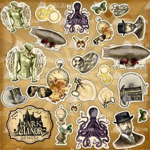 HUGE Steampunk "gothica" Kit - Digital Junk Journal - Instant Download ...