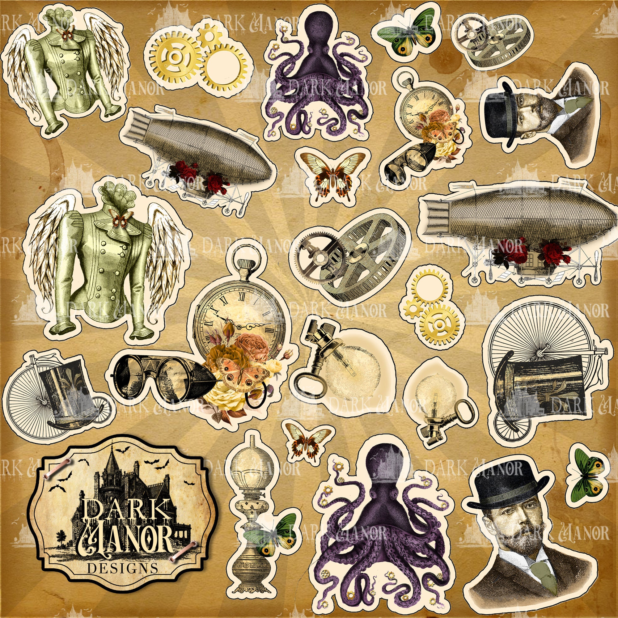 HUGE Steampunk gothica Kit Digital Junk Journal - Etsy