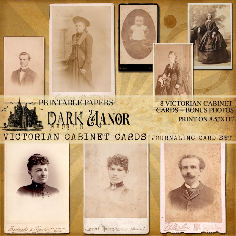 Victorian Cabinet Cards Vintage Photographs DIGITAL JOURNALING Printable Instant Download image 1