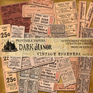 Vintage Ephemera PACK 2 - DIGITAL JOURNALING - Printable - Instant Download