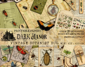 Vintage Botanist Bug Add-On Kit - Digital Junk Journal - Instant Download