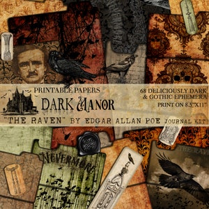 ENORME "The Raven" door Edgar Allan Poe Journal Kit - Digital Junk Journal - Instant Download