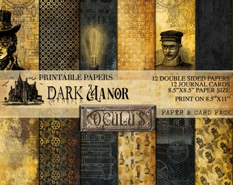 Steampunk OCULUS Paper Pack - DIGITAL JOURNALING - Printable - Instant Download - Dark Manor