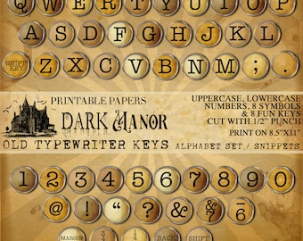 Old Typewriter Keys - Alphabet Set - Snippet Set - DIGITAL DOWNLOAD - Dark Manor