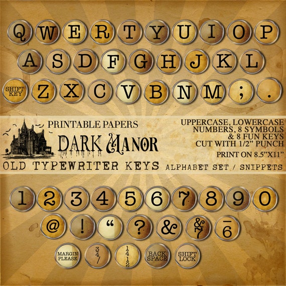 Old Typewriter Keys Alphabet Set Snippet Set DIGITAL DOWNLOAD