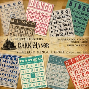Vintage Bingo Journal Cards - Scrapbooking - Junk Journal - Kit completo digitale ibrido - Stampabile - DOWNLOAD immediato