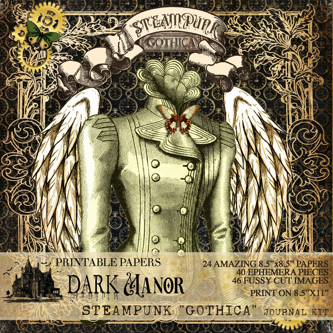 HUGE Steampunk "gothica" Kit - Digital Junk Journal - Instant Download ...