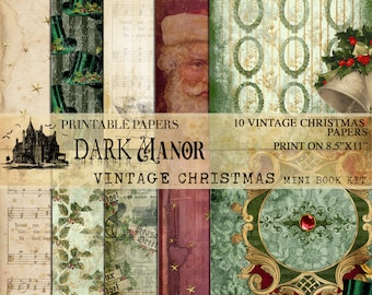 Vintage Christmas Papers - DIGITAL JOURNALING - Printable - Instant Download - GraphicsCandy