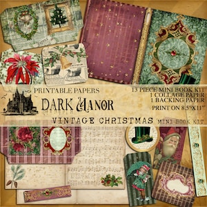 Vintage Christmas Mini book Kit - DIGITAL JOURNALING - Printable - Instant Download - GraphicsCandy