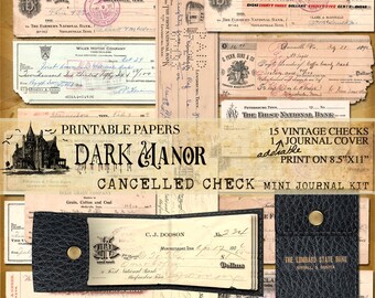 Cancelled Check Mini Journal Kit - DIGITAL JUNK JOURNAL - Instant Download - GraphicsCandy