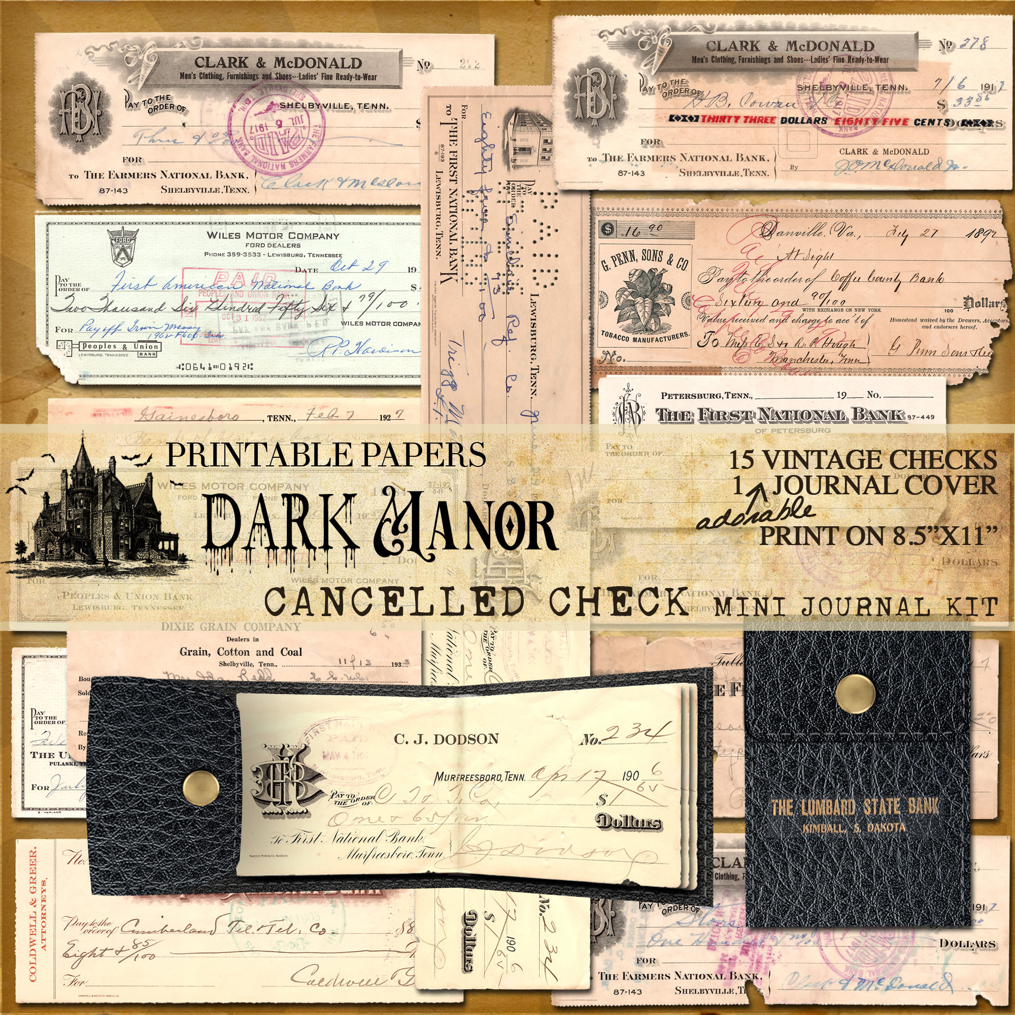 Cancelled Check Mini Journal Kit - DIGITAL JUNK JOURNAL - Instant Download - GraphicsCandy